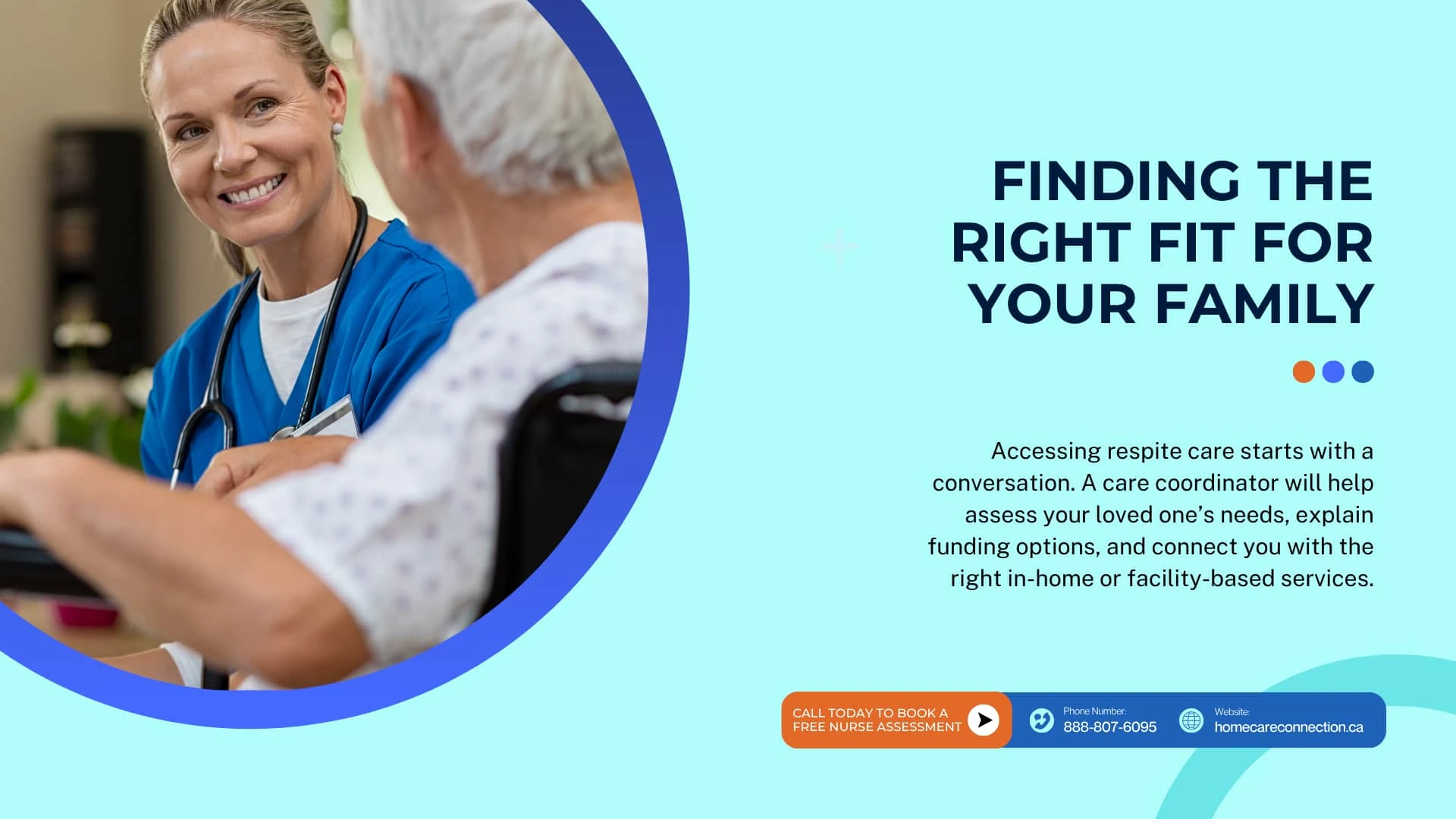 Ontario nurse discussing respite care options with senior in wheelchair during personalized care consultation