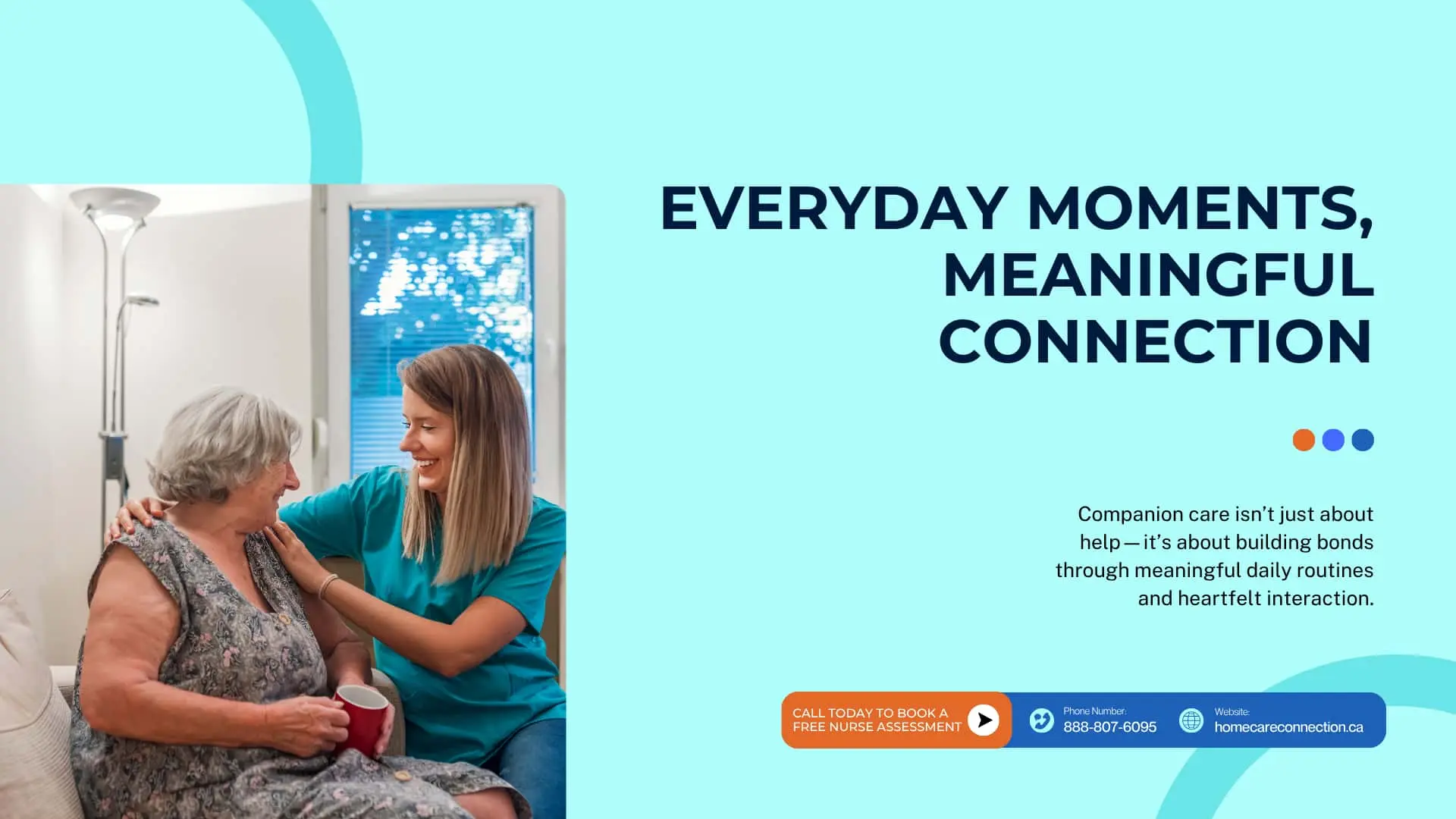 Companion care worker sharing a warm moment with an elderly woman at home in London, Ontario.