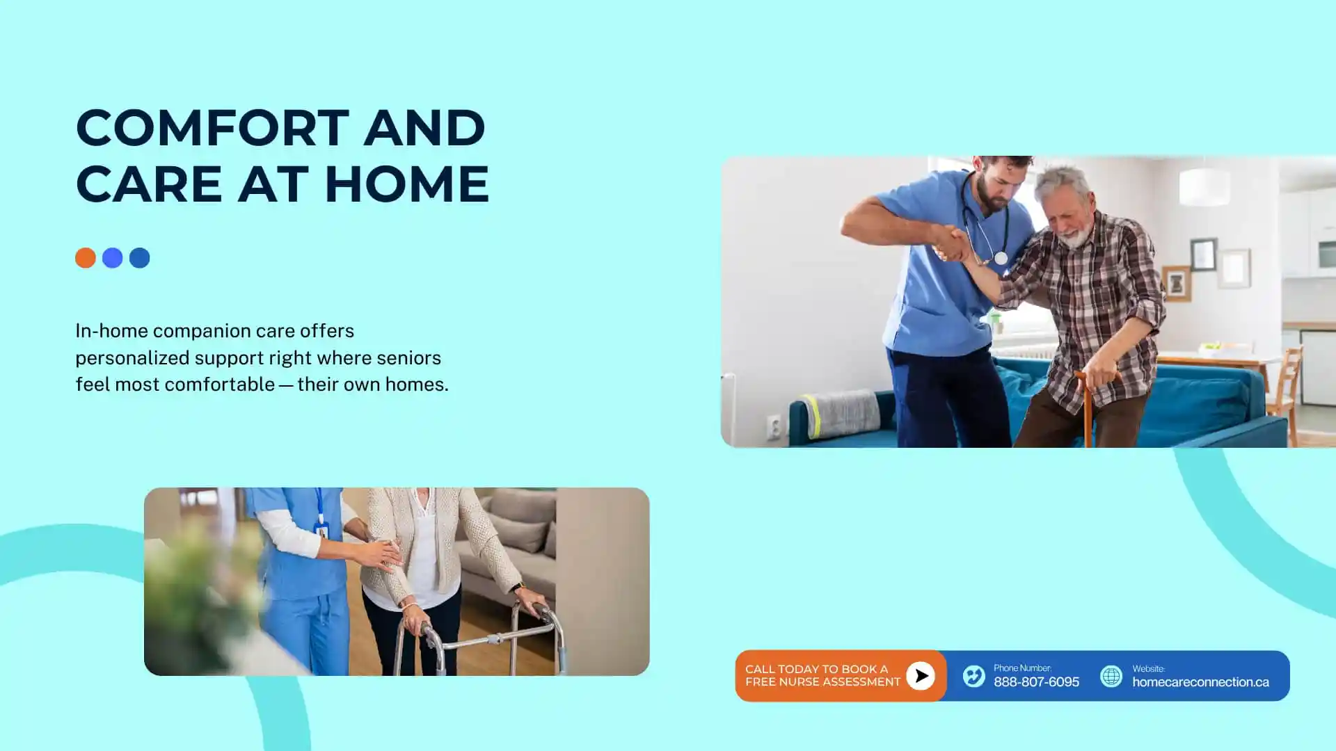 In-home caregiver helping senior man walk with support in London, Ontario.