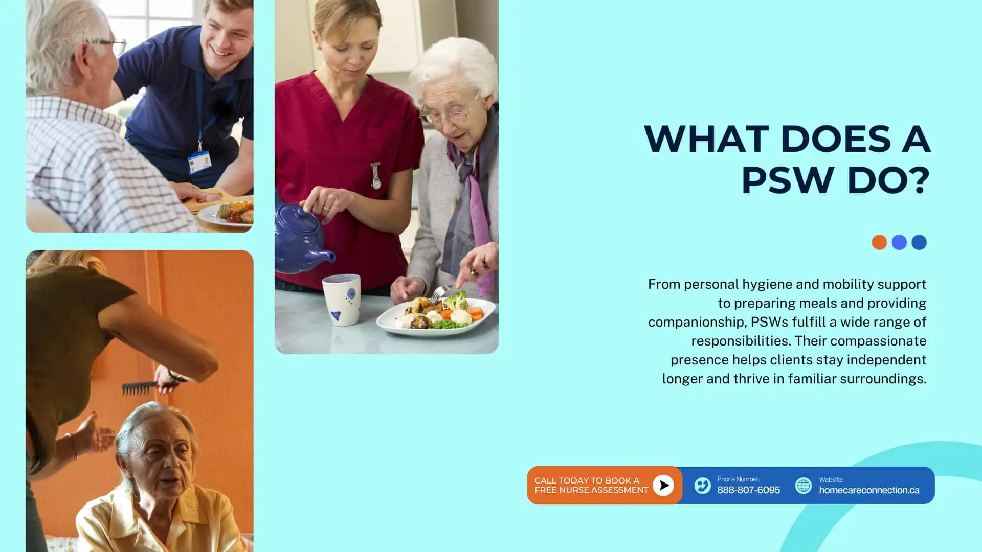 Personal Support Workers assisting seniors in London, Ontario with grooming, meals, and companionship, personalized PSW home care services