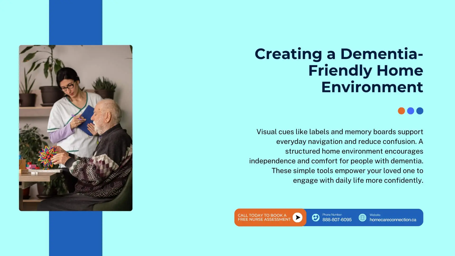 Creating a dementia-friendly home environment with caregiver guidance and memory support tools.