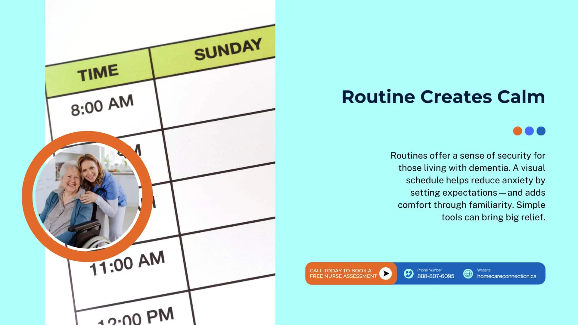 Daily routines for dementia patients – structured schedules reduce confusion and anxiety.